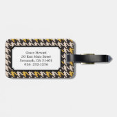 シックなヴィンテージの黄色の千鳥格子のな格子縞のモノグラム ラゲッジタグ (裏面横)