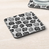 シックなヴィンテージの黒と白のバラ コースター (左側)