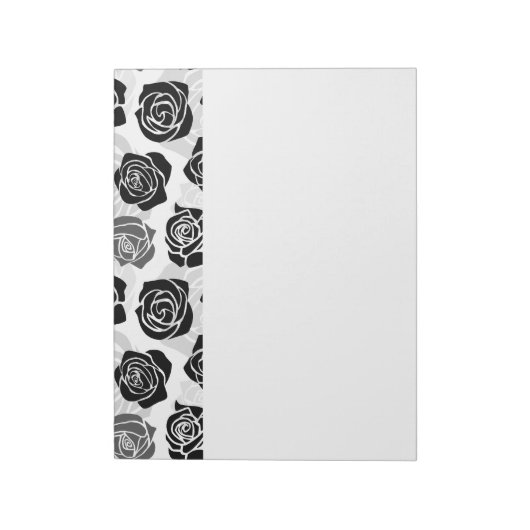 シックなヴィンテージの黒と白のバラ ノートパッド (回転)