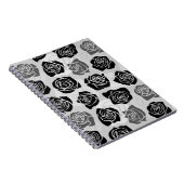 シックなヴィンテージの黒と白のバラ ノートブック (右側)