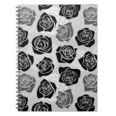 シックなヴィンテージの黒と白のバラ ノートブック (正面)