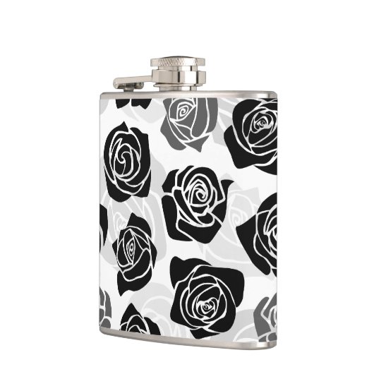 シックなヴィンテージの黒と白のバラ フラスク (左)