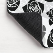 シックなヴィンテージの黒と白のバラ マウスパッド (コーナー)