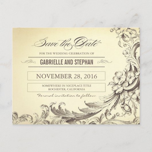 シックなヴィンテージは日付はがきを除いて繁栄 案内ポストカード (正面)