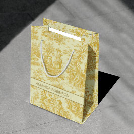 シックなヴィンテージイエロートイレデジュイ ミディアムペーパーバッグ