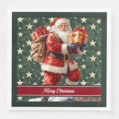 シックなヴィンテージウォーターカラーサンタクロースナプキンス (正面)