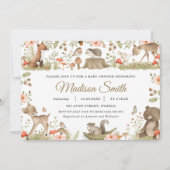 シックなヴィンテージウッドランドアニマルズベビーシャワー 招待状 (正面)