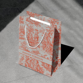 シックなヴィンテージオレンジトイレデジュイ ミディアムペーパーバッグ