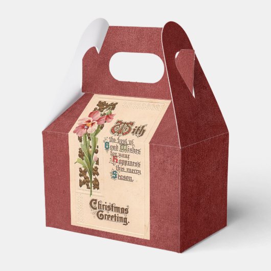 シックなヴィンテージクリスマスグリーティングonアンティークレッド フェイバーボックス (裏面サイド)