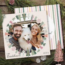 シックなヴィンテージクリスマスツリーズ写真アイボリーグリーン シーズンカード