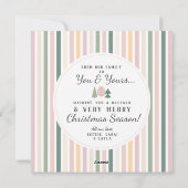 シックなヴィンテージクリスマスツリーフォトグリーンピンク シーズンカード (裏面)