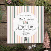 シックなヴィンテージクリスマスツリーフォトグリーンピンク シーズンカード