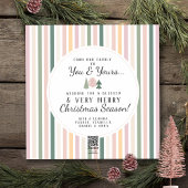 シックなヴィンテージクリスマスツリーフォトピンクのセージ緑 シーズンカード