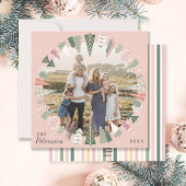 シックなヴィンテージクリスマスツリーフォトピンクのセージ緑 シーズンカード