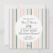 シックなヴィンテージクリスマスツリーフォトブルーピンクグリーン シーズンカード (裏面)