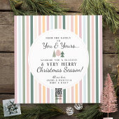 シックなヴィンテージクリスマスツリーフォトブルーピンクグリーン シーズンカード