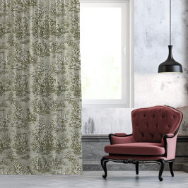 シックなヴィンテージグリーングレーtoile de jouy printed