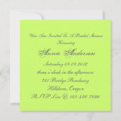 シックなヴィンテージグリーンフローラブライダルシャワー招待 招待状 (裏面)