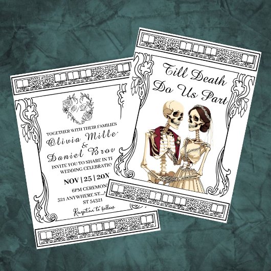 シックなヴィンテージゴシックTil Death Do Us Part 結婚's 招待状
