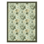 シックなヴィンテージソフトパステルグリーンとアイボリーの花 テーブルクロス (正面)