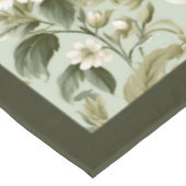 シックなヴィンテージソフトパステルグリーンとアイボリーの花 テーブルクロス (アングル)