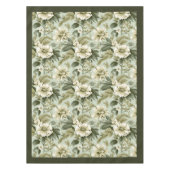 シックなヴィンテージソフトパステルグリーンとアイボリーの花 テーブルクロス (正面)