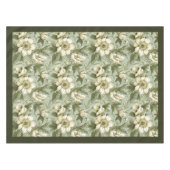 シックなヴィンテージソフトパステルグリーンとアイボリーの花 テーブルクロス (正面(横))
