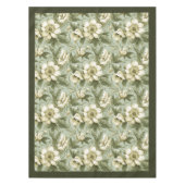 シックなヴィンテージソフトパステルグリーンとアイボリーの花 テーブルクロス (正面)