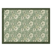 シックなヴィンテージソフトパステルグリーンと白い花 テーブルクロス (正面(横))