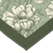 シックなヴィンテージソフトパステルグリーンと白い花 テーブルクロス (アングル)