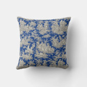 シックなヴィンテージダークブルーのトワールde jouy printed クッション (裏面)