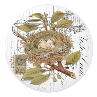 シックなヴィンテージネスト&エッグフランスのスクリプトノブ セラミックノブ