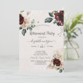 シックなヴィンテージバーガンディーフラワーズリタイアメントパーティー 招待状 (スタンド正面)