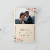 シックなヴィンテージピンクローズバーガンディ写真 サンキューカード (内部)