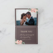 シックなヴィンテージピンクローズバーガンディ写真 サンキューカード (内部)