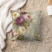 シックなヴィンテージフローラとエレガントバラ クッション (ブランケット)