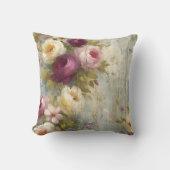 シックなヴィンテージフローラとエレガントバラ クッション (正面)
