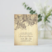 シックなヴィンテージフローラスワーズ日付ポストカードを保存 案内ポストカード (スタンド正面)