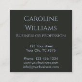 シックなヴィンテージフローラ赤い青色の無煙炭モノグラム スクエア名刺 (裏面)