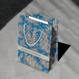 シックなヴィンテージブルーターコイズトワルドジュイ ミディアムペーパーバッグ