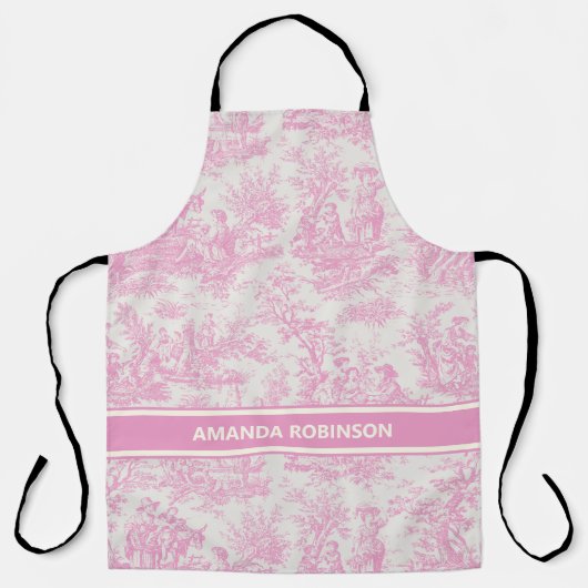 シックなヴィンテージベビーピンクトイレデジュイプリント エプロン (正面)