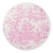 シックなヴィンテージベビーピンクトイレデジュイプリント セラミックノブ (正面)