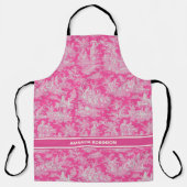 シックなヴィンテージホットピンクトイレデジュイ印刷 エプロン (正面)