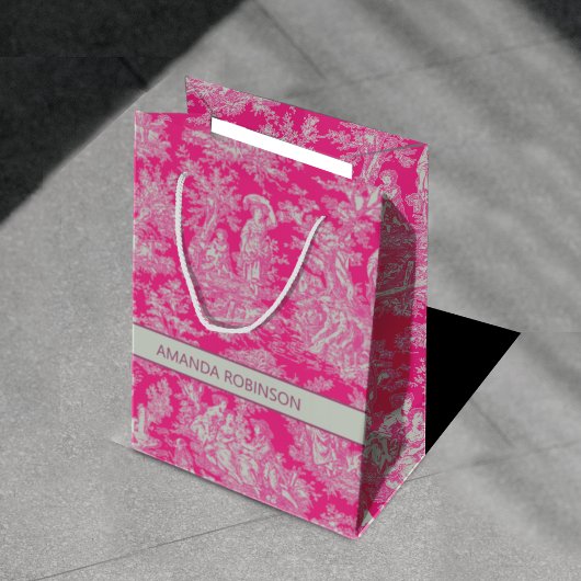 シックなヴィンテージホットピンクトイレデジュイ ミディアムペーパーバッグ