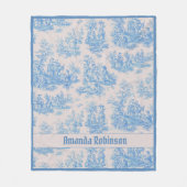 シックなヴィンテージライトブルートイレデジュエモノグラム フリースブランケット (正面)
