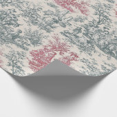 シックなヴィンテージレッドグレーのトワール・ド・ジュイ印刷 ラッピングペーパー (角)