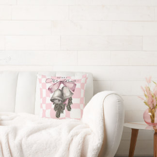 シックなヴィンテージレトロクリスマスピンクプレイド クッション