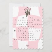 シックなヴィンテージレトロクリスマスピンクプレイド シーズンカード (裏面)