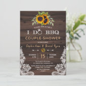 シックなヴィンテージレースサンフラワーズウッドI DO BBQ 招待状 (スタンド正面)
