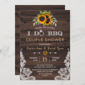 シックなヴィンテージレースサンフラワーズウッドI DO BBQ 招待状 (正面/裏面)